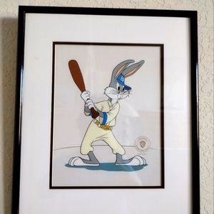 Limited Edition Lithograph Warner Brothers "Baseball Bugs Bunny" 1992 Framed